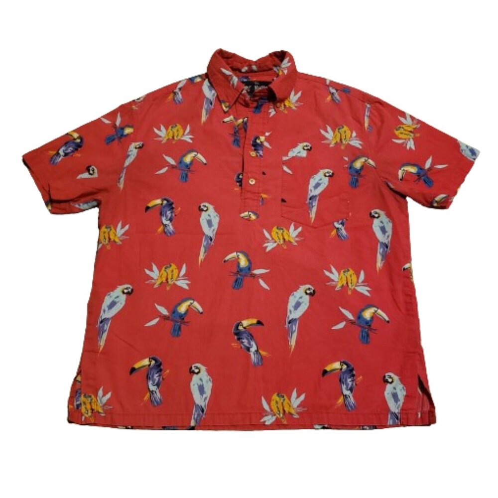 Chubbies The Nutter Polo Shirt Men's Medium M Red Salmon Hawaiian Summer Beach